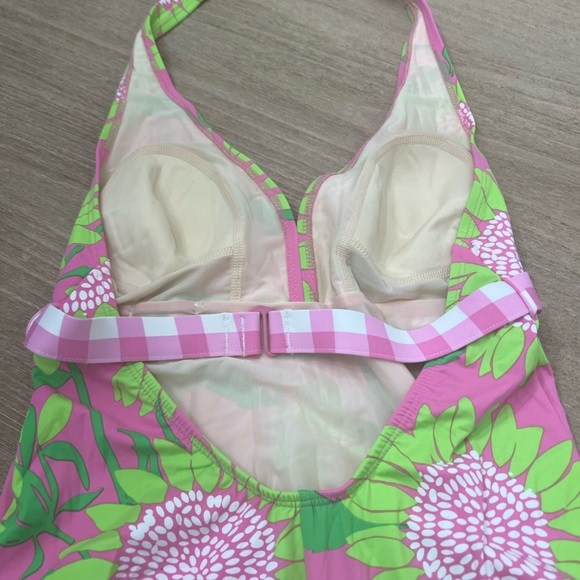 Lilly Pulitzer belted halter pink one piece swimsuit size 10 - Picture 4 of 7